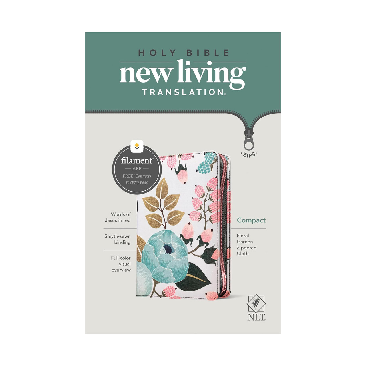 NLT Compact Zip Filament Floral Bible - Museum of the Bible Store