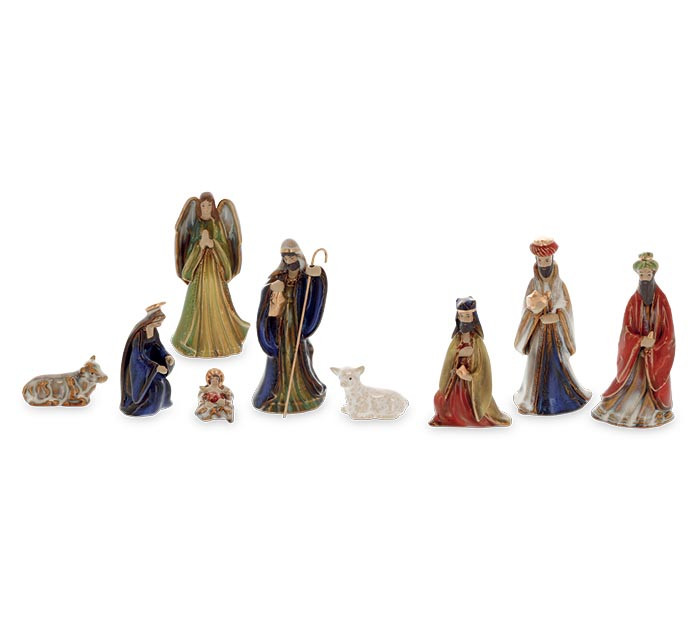 Colorful Porcelain Nativity Set - 9 Pieces - Museum of the Bible Store