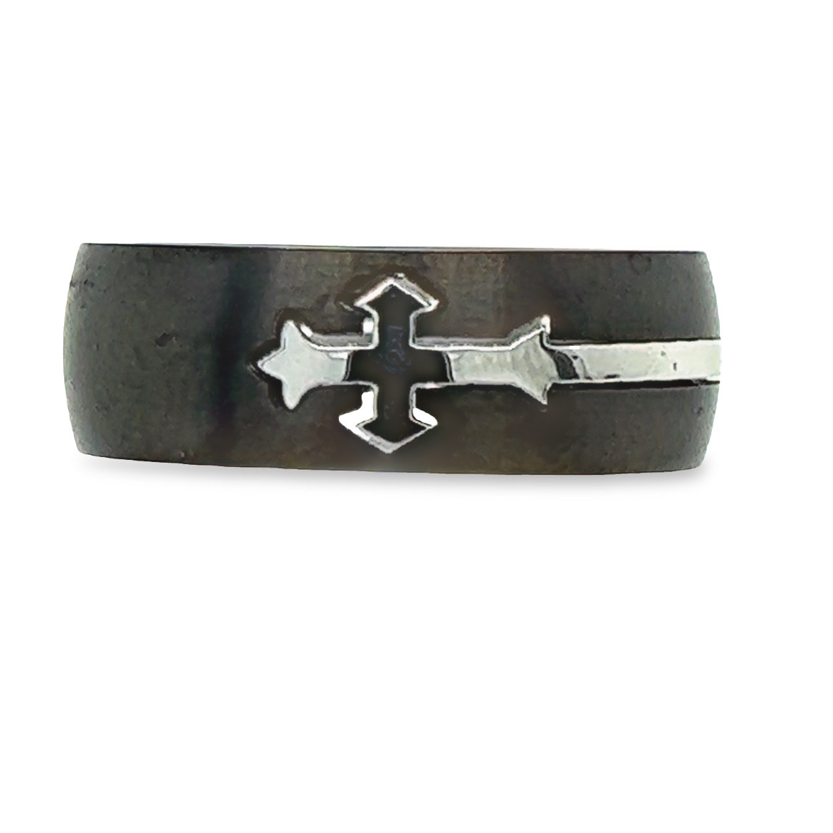 Men's Stainless Steel Black Cross Ring - Museum of the Bible Store