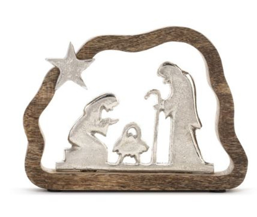 Wood Framed Metal Holy Family