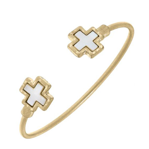 Bethany Mother of Pearl Cross Cuff Bracelet