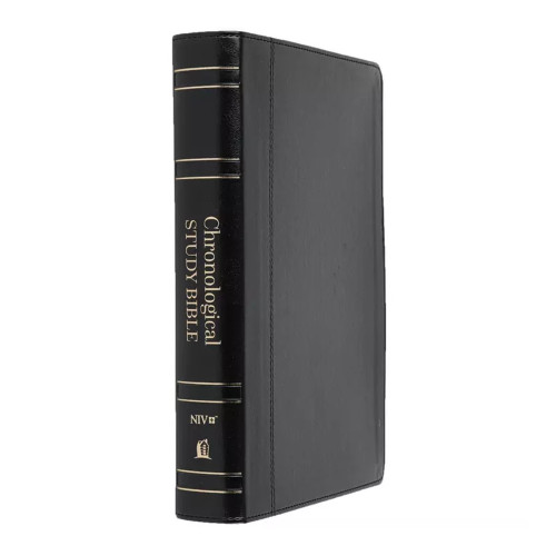 Image shows the spine of the NIV Chronological Study Bible which arranges Scripture in the order events occurred, from Genesis to Revelation
