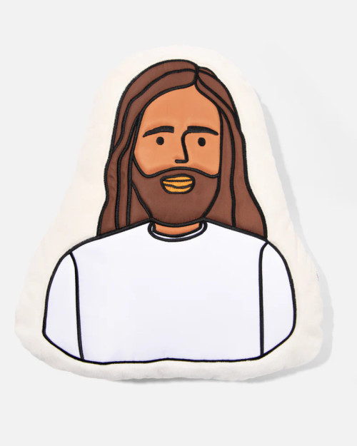 Image shows a front view of a Jesus pillow.
