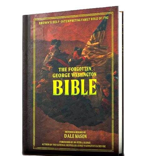 The image shows the front cover of The Forgotten George Washington Bible in hardcover.