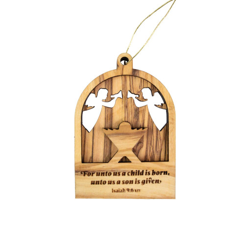 Olive Wood Bell Dimensional Ornament - Child is Given