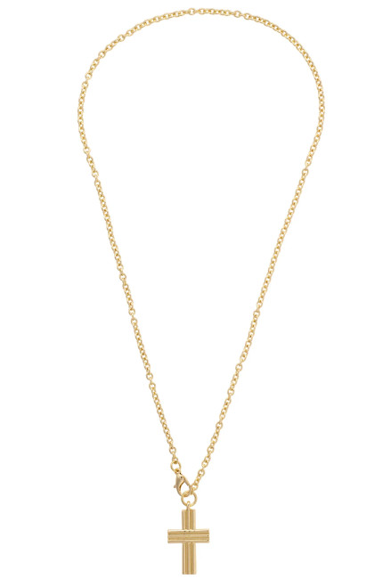 FELICIA GOLD RIBBED CROSS NECKLACE