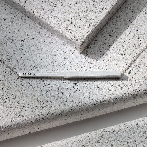 NECKL SLVR BAR BE STILL, " Be Still" Silver Bar Necklace