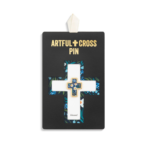 ARTFUL CROSS BLESSED NAVY PIN 