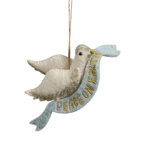Handmade Wool Felt Dove Ornament