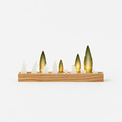 Lit Nativity with Wood Base LED