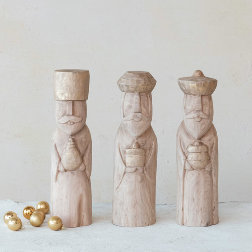 Hand-Carved Mango Wood Wise Men, 3 Styles