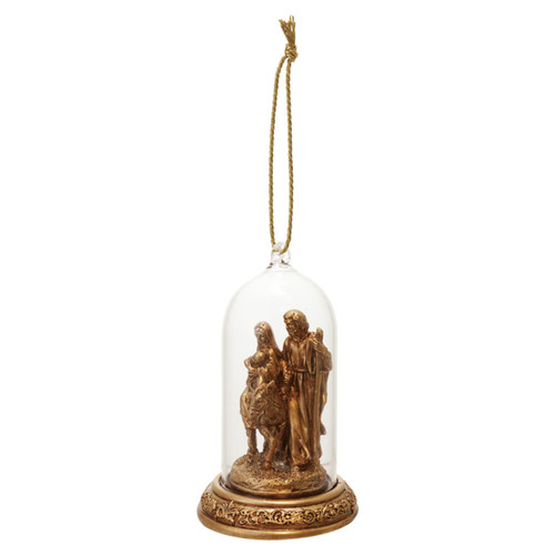 Resin Cloche Holy Family Ornament with LED Light