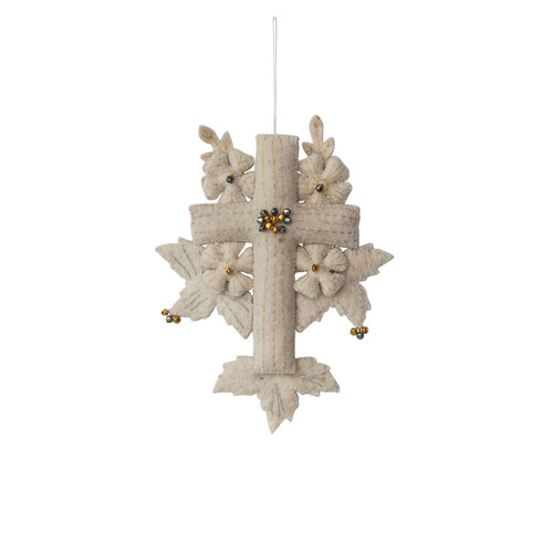 Wool Felt Cross & Flowers Ornament