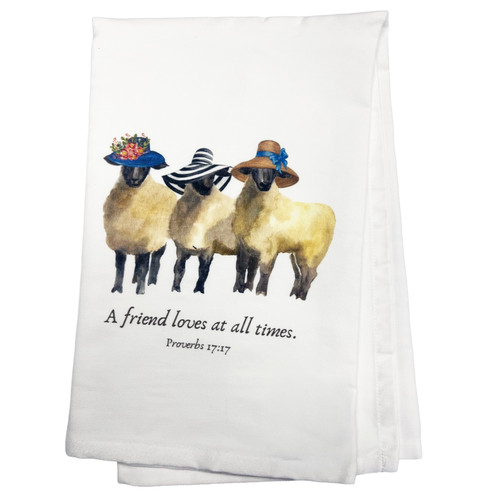 Sheep “A Friend Loves at All Times” Dish Towel – Proverbs 17:17