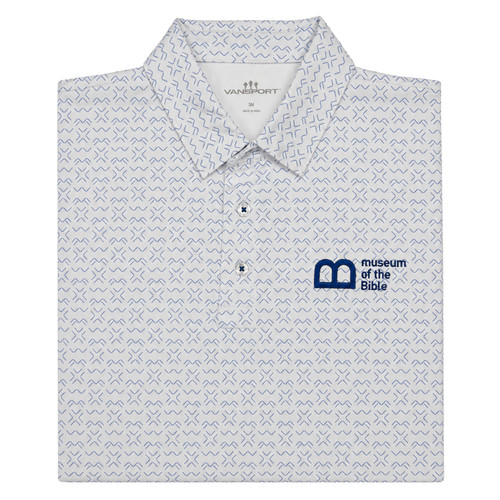 Men's MOTB Print Polo, Blue & White 