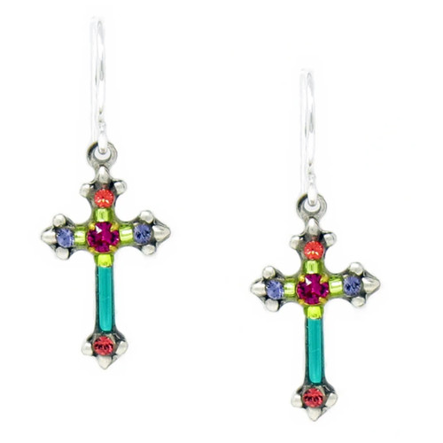 Dainty Cross Multicolor Earrings