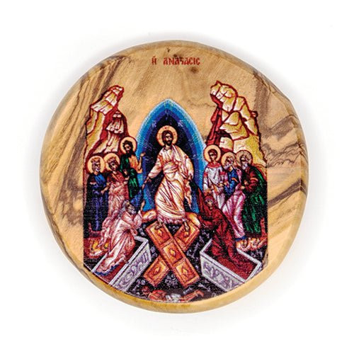 Icon Olive Wood Jesus Resurrection Magnet