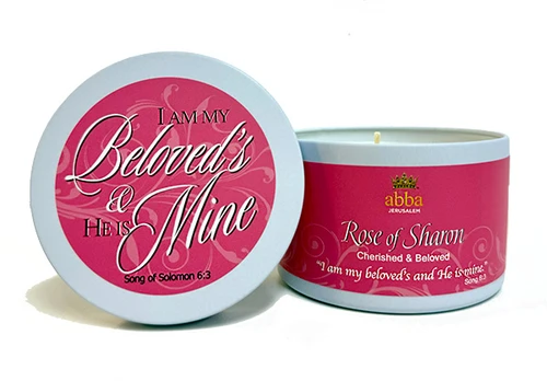 Rose Of Sharon Scripture Tin Candle, I Am Beloved 8 oz.