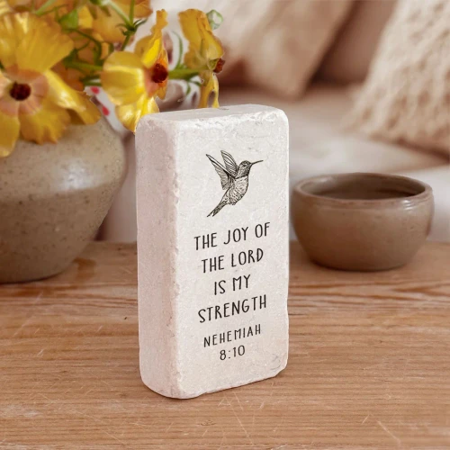 Joy Of The Lord Decorative Half Block Stone 
