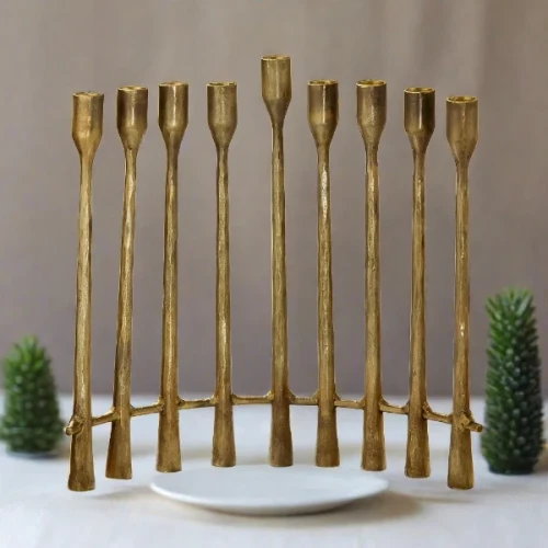Curved Menorah Antique Brass