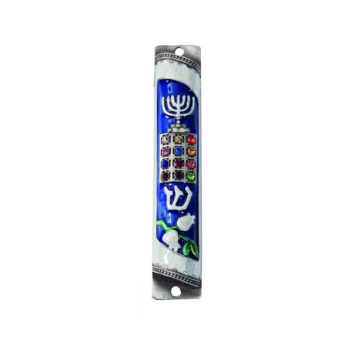 Mezuzah Menorah Breastplate with Flowers