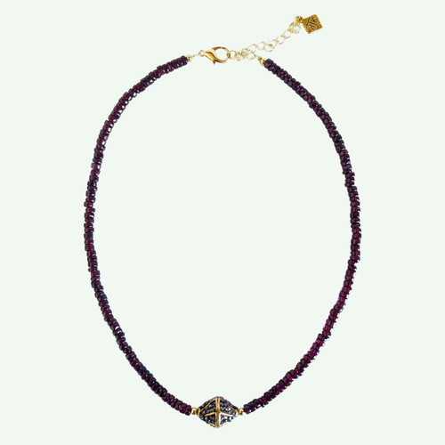 Marcasite Garnet Bicone Choker Necklace