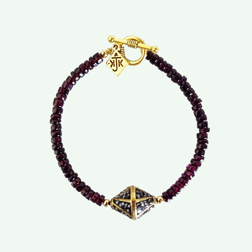 Marcasite Garnet Bicone Bracelet 
