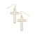 Image shows earrings designed to look like a cross in gold with 