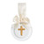 Image shows a gold cross intaglio ornament crafted of resin and featuring a classic cross design with an intaglio finish.