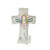 Image shows the front of a handmade quilted Comfort Cross –Angel Joy with green wings