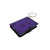 The image shows the front of a purple Bible keychain on a flat surface