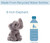 The image shows an elephant plush next to a water bottle, indicating that the elephant is made from recycled water bottles.