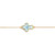The image shows a close-up of the cross on the Hope Artful Cross Bracelet, in white and blue.