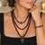 Long Garnet Chips Cross Necklace