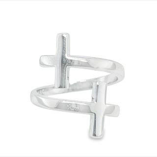 Double Line Cross Ring【Casual】（Silver） Amazon.com: Sterling Silver 925 Cross Ring Double Cross CZ