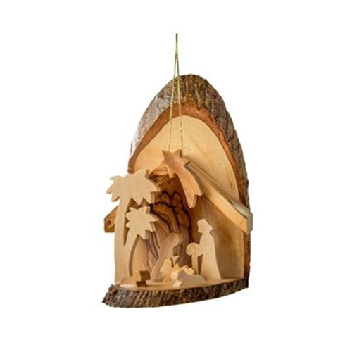 Olive Wood Grotto Bark Nativity Mini Ornament Museum of the Bible Store