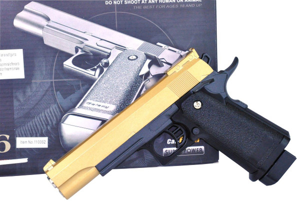 Galaxy G6 Full Metal Spring Pistols in gold/black with box