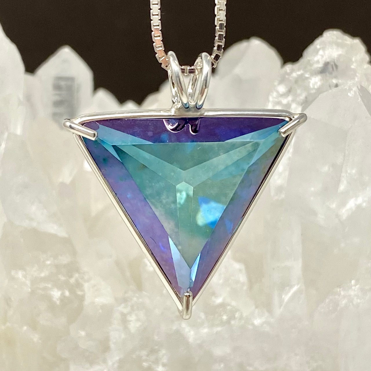 Aqua Aura Angelic Star Pendant, Set in 925 Sterling Silver