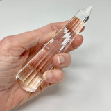 Clear Quartz Crystal Wand with Golden Rutile, 18 Facets, 144g