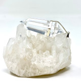 New! Clear Quartz 6 Faceted Crystal Wand Pendant ~ Set in 990 Sterling Silver