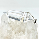 Restock! 6 Faceted Clear Quartz Crystal Wand Pendant - Set in 990 Sterling Silver