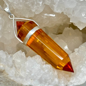 Siberian Gold Crystal Wand Pendant ~ Set in 990 Silver Siberian Gold Crystal Wand Pendant ~ Set in 990 Silver