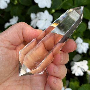 Brazilian Clear Quartz  Wand Generator with Angel Hair Rutile- 6 Facets-125g