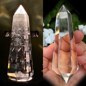 Brazilian Clear Quartz Wand Generator with Angel Hair Rutile- 6 Facets-125g Brazilian Clear Quartz Wand Generator with Angel Hair Rutile- 6 Facets-125g