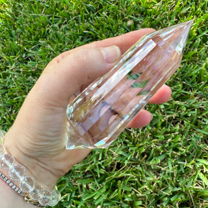 Brazilian Clear Quartz Vogel Crystal Wand Generator - 16 Facets - 223grams Brazilian Clear Quartz Vogel Crystal Wand Generator - 16 Facets - 223grams