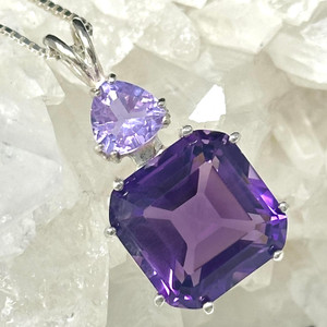 Amethyst Earth Heart Crowned with Ruby Lavender Trillion Amethyst Earth Heart Crowned with Ruby Lavender Trillion