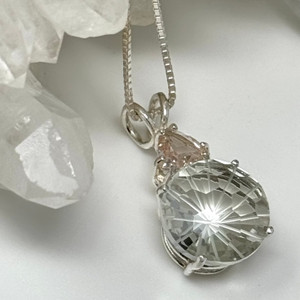 Prasiolite Super Nova with Morganite Trillion Prasiolite Super Nova with Morganite Trillion