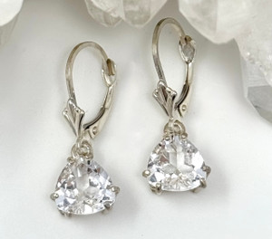 Danburite Trillion Earrings - Set in Sterling Silver, 8mm Danburite Trillion Earrings - Set in Sterling Silver, 8mm