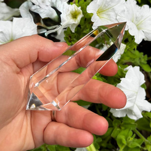 Vogel Wand with Blue Ray Needles and Floating Crystals, 6 Facets (125 Grams)