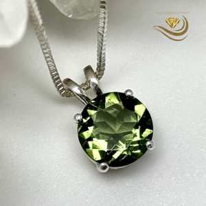 Natural Moldavite Pendant Set in Sterling Silver, 8mm